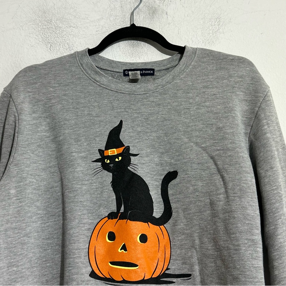 Kiel James Patrick Cat-O-Lantern Pumpkin Halloween Spooky Sweatshirt Grey Medium - Picture 8 of 8